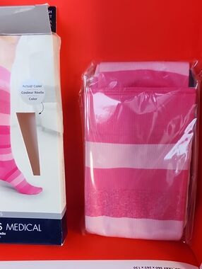Pink Striped Medical Compression Socks for women